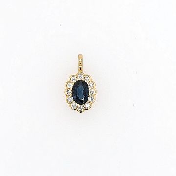 Juwelier Vanquaethem Hanger - Goud 18 karaat - Briljant & Saffier