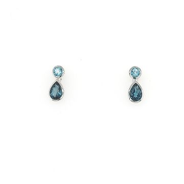 Juwelier Vanquaethem Oorbellen - Goud 18 karaat - Topaas & London Blue