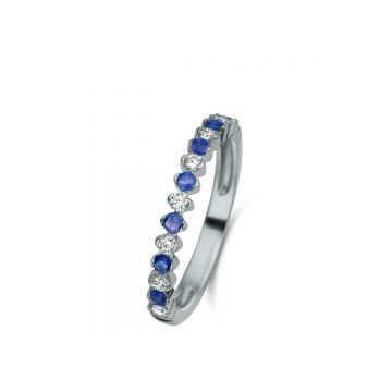 Juwelier Vanquaethem Ring - Goud 18 karaat - Briljant & Saffier