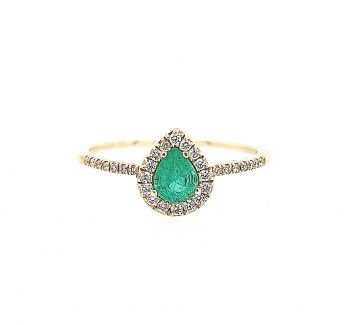Juwelier Vanquaethem Ring - Goud 18 karaat - Briljant & Smaragd