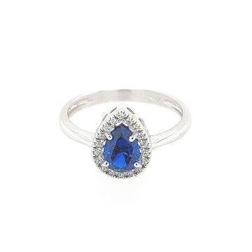 Juwelier Vanquaethem Ring - Goud 18 karaat - Zirconium & Synthetische Saffier